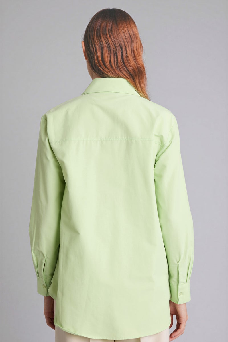 DeFacto Green Woman Regular Fit Poplin Long Sleeve Tunic Casual - Image 4